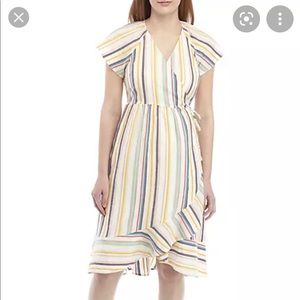 Kaari Blue Striped Wrap Dress